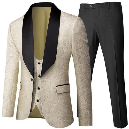 Men Suit - Feather Embossed Party Suit - Tuxedo Suit - Guocali