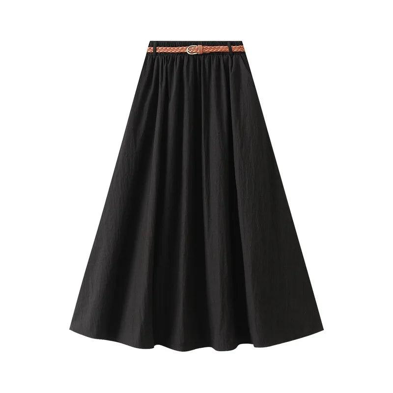 Minimalist A-Line Skirt with Belt - A-Line Skirt - Guocali