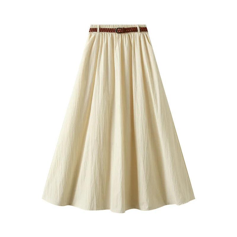 Minimalist A-Line Skirt with Belt - A-Line Skirt - Guocali