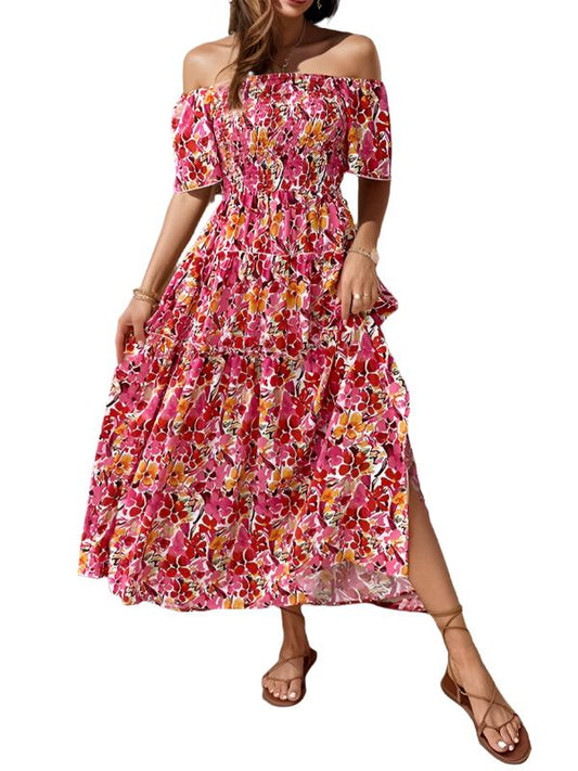 Resort Style One-Shoulder Printed Dress