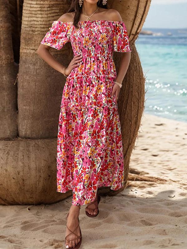 Resort Style One-Shoulder Printed Dress