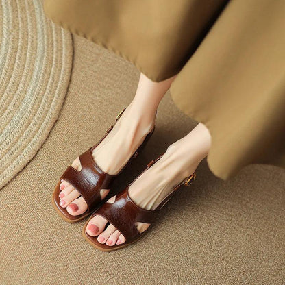 Open-Toe Buckle Strap Sandals for Women - Sandals - Guocali