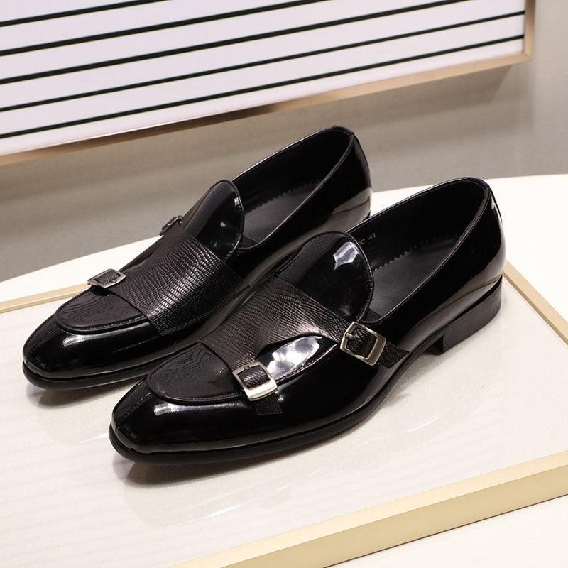 Patent Leather Monk Strap Men Loafers - Men Shoes - Loafer Shoes - Guocali