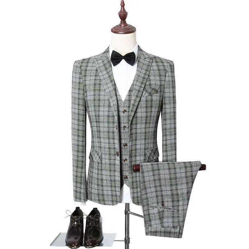 Plaid 3-Piece Suit for Men - 3-Piece Suit - Guocali