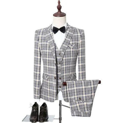 Plaid 3-Piece Suit for Men - 3-Piece Suit - Guocali