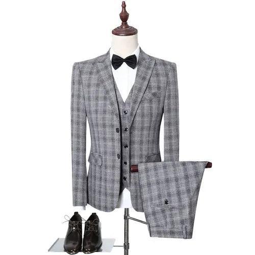 Plaid 3-Piece Suit for Men - 3-Piece Suit - Guocali