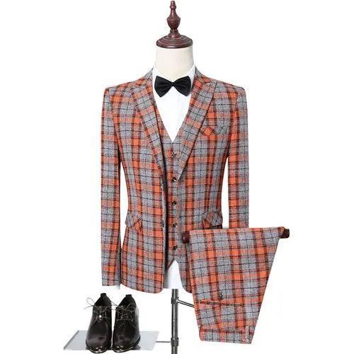 Plaid 3-Piece Suit for Men - 3-Piece Suit - Guocali