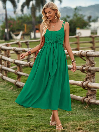 Ranch Style Tied Waist Dress - Waist Dress - Guocali