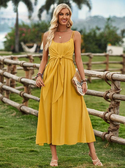 Ranch Style Tied Waist Dress - Waist Dress - Guocali