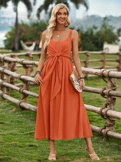 Ranch Style Tied Waist Dress - Waist Dress - Guocali