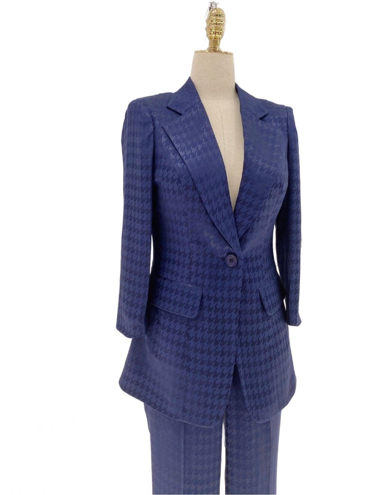 Sapphire Blue Women Pant Suit - Half Sleeve Trouser Suit - Pantsuit - Guocali