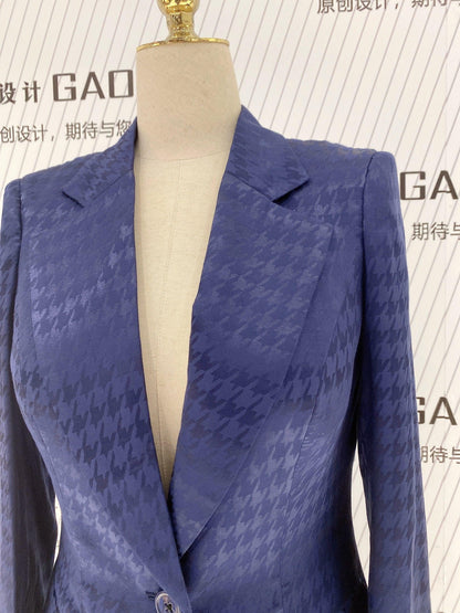 Sapphire Blue Women Pant Suit - Half Sleeve Trouser Suit - Pantsuit - Guocali