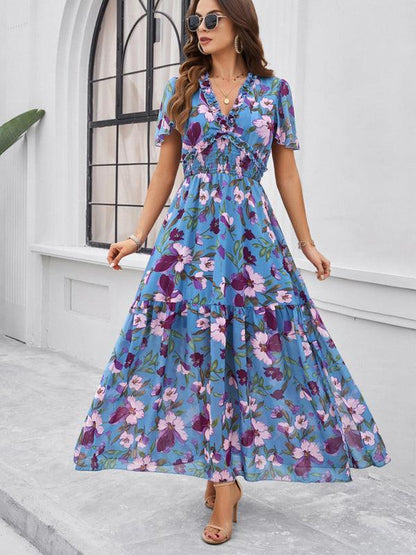 Spring Summer Casual Printed Waist Dress - Waist Dress - Guocali