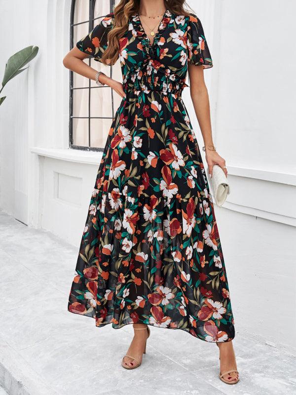 Spring Summer Casual Printed Waist Dress - Waist Dress - Guocali