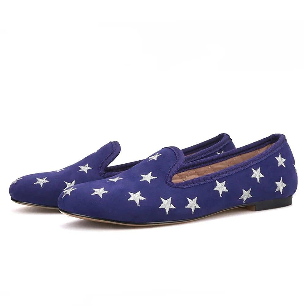 Starry Night Velvet Women Loafers - Loafer Shoes - Guocali