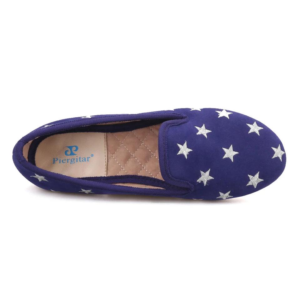 Starry Night Velvet Women Loafers - Loafer Shoes - Guocali