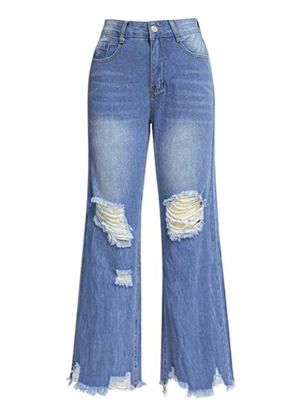 Tassel Ripped Wide Leg Jeans - Wide Leg Jeans - Guocali