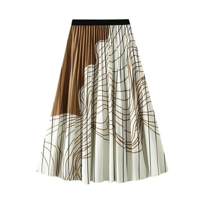 Vintage Pleated Skirt with Contrasting Colors for Women - Pleated Skirt - Guocali