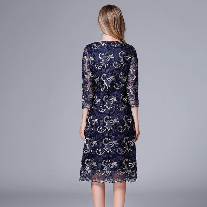 Vintage Three-Quarter Floral Loose Dress - Loose Dress - Guocali