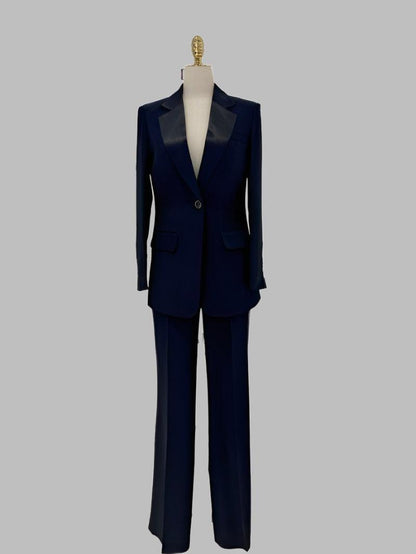 Wide Leg Women Pant Suit - Silk Satin Trouser Suit - Pantsuit - Guocali