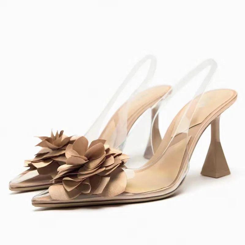Woman Sandals - Rhinestone PVC Heeled Shoes - Sandals - Guocali