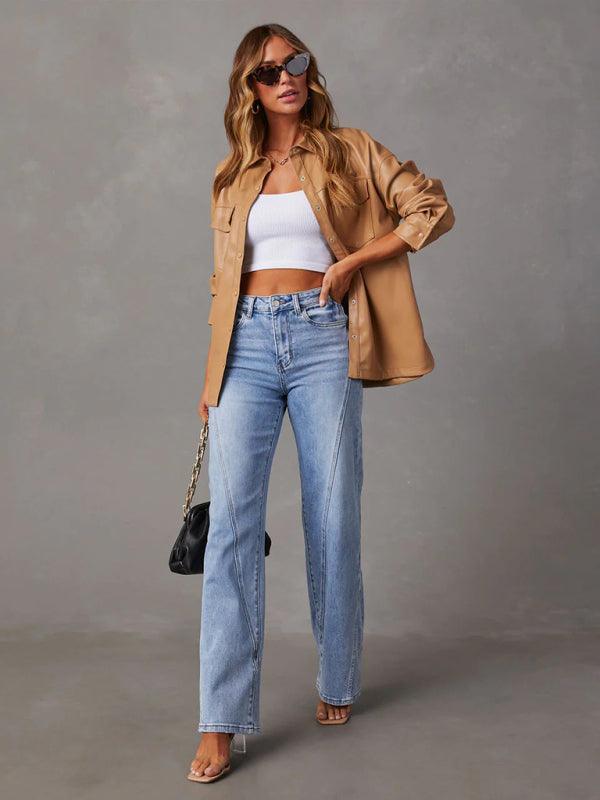 Women Loose Wide Leg Jeans - Wide Leg Jeans - Guocali