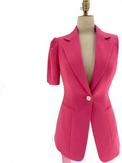 Women Pant Suit - Rose Red One-button Trouser Suit - Pantsuit - Guocali