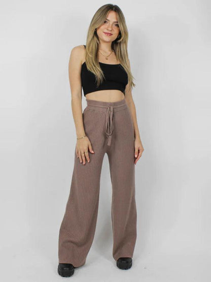 Women's Casual Drawstring Loose Straight Trousers - Women Trousers - Guocali