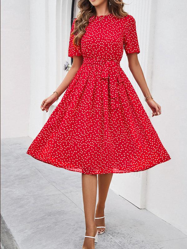 Elegant Polka Dot Print Strappy Dress