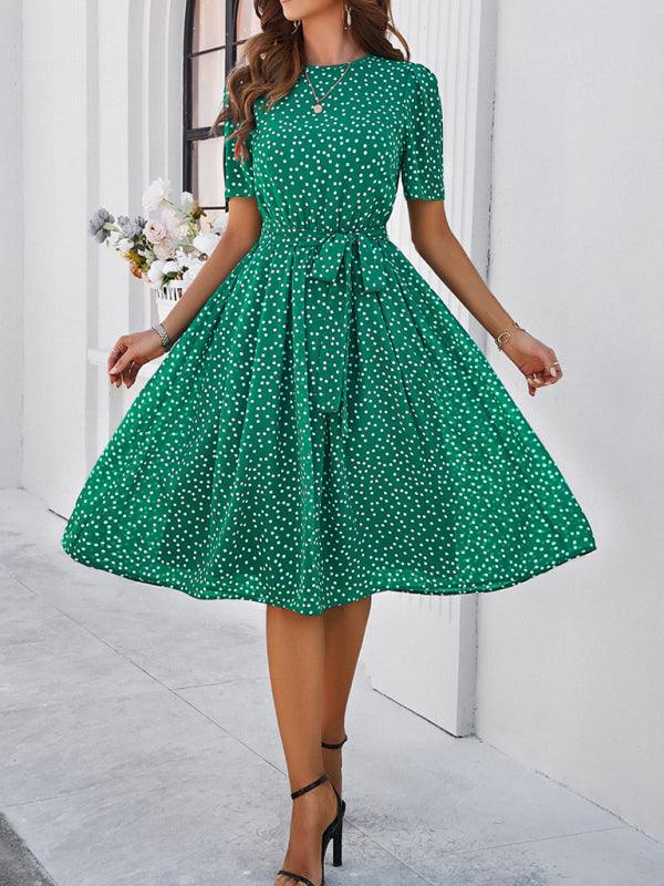 Elegant Polka Dot Print Strappy Dress