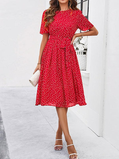 Elegant Polka Dot Print Strappy Dress