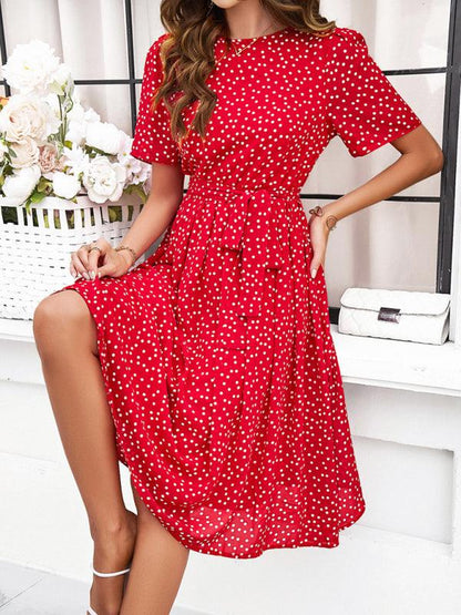 Elegant Polka Dot Print Strappy Dress