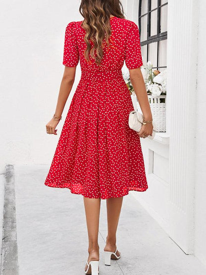 Elegant Polka Dot Print Strappy Dress