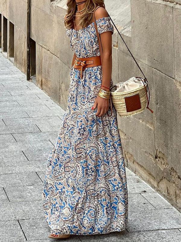 Boat Neck Bohemian Dress