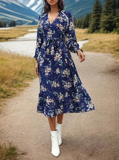 Women's Long Sleeve Floral Dress