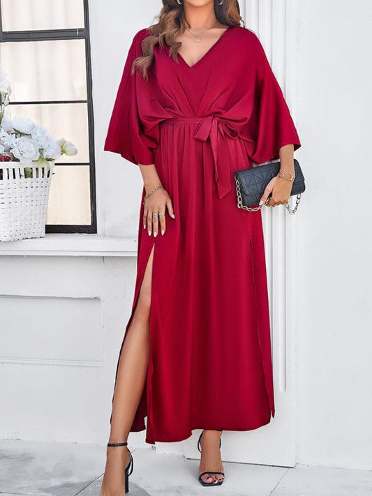 Elegant V-Neck Loose Dress