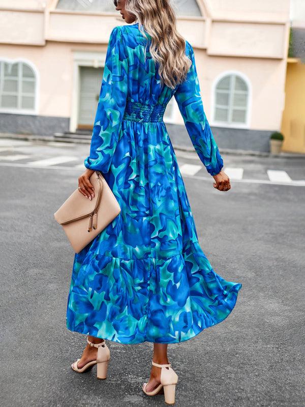 Resort V-Neck Long-Sleeved Dress