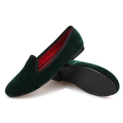 Women's Velvet Loafers Red Insoles - Loafer Shoes - Guocali