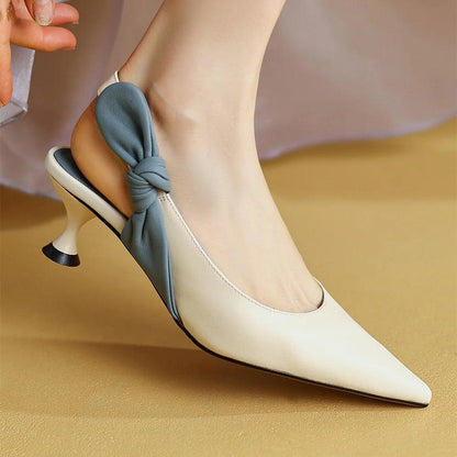 Women Sandals - Slingback Knot Leather Shoes - Sandals - Guocali